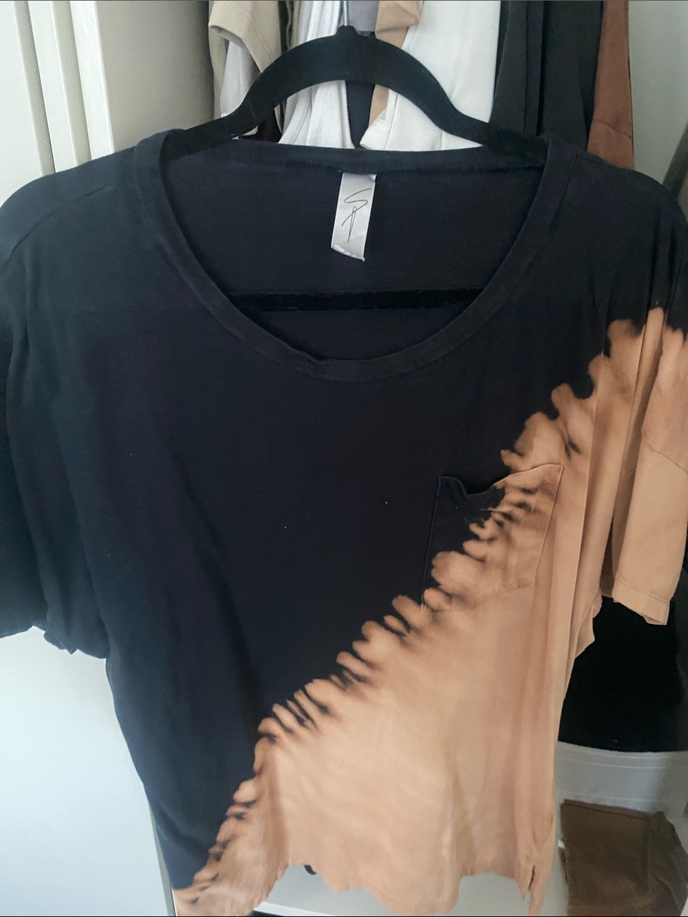 Black and Tan Tie-Dye Pocket Tee
